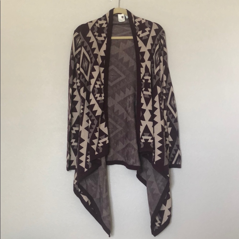 Burgundy Aztec/Tribal Cardigan Sweater Medium